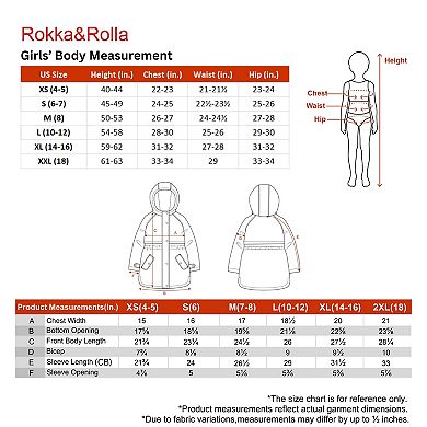 Girls' Rokka&Rolla Trench Coat Hip-Length Hooded Jacket