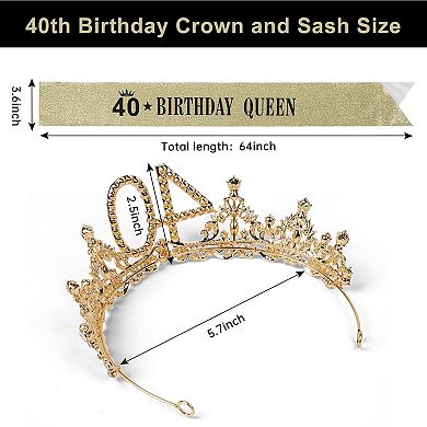40th Birthday Crown Sash Women Party Decorations