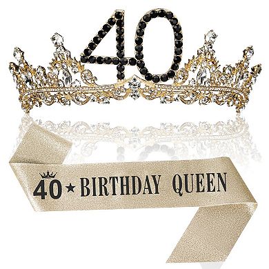 40th Birthday Crown Sash Women Party Decorations