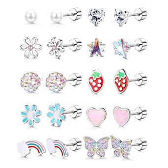 Screw Back Stud Earrings Set