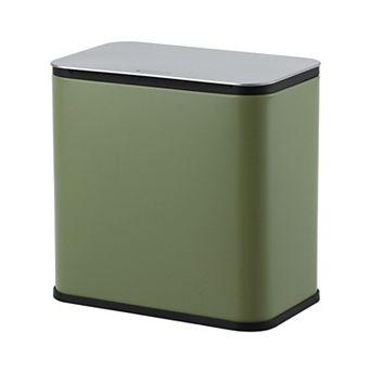 Stainless Steel Kitchen Bin - 1.3 Gallon Hanging Trash Can with Lid, Inner Bucket & Charcoal Filter