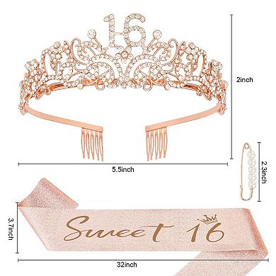 16th Birthday Crown Sash Girl Birthday Party Favors