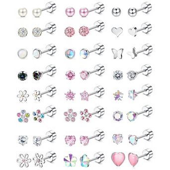 Screw Back Stud Earrings Set
