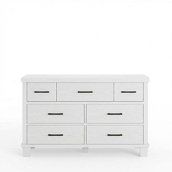 7-Drawer Wooden Dresser for Bedroom, Storage Chest with Metal Handles, Organizer for Living Room