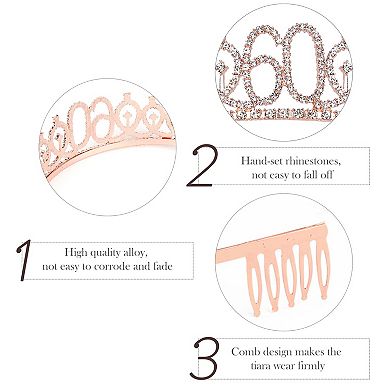 “60 & Fabulous” Birthday Crown Sash Women Birthday Decorations