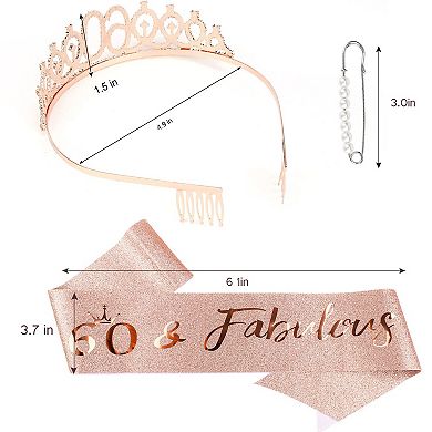 “60 & Fabulous” Birthday Crown Sash Women Birthday Decorations