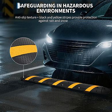 6FT Rubber Speed Bump for Road,Cable Protector Ramp, 22,000 LB Capacity Modular Traffic Speed Humps