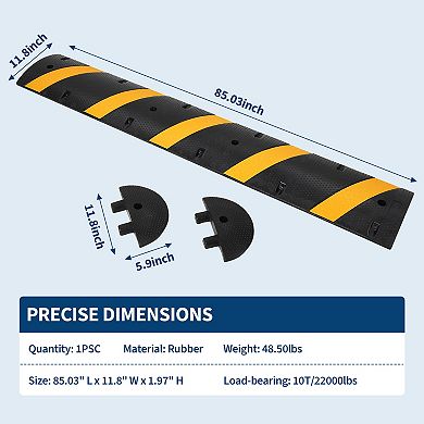 6FT Rubber Speed Bump for Road,Cable Protector Ramp, 22,000 LB Capacity Modular Traffic Speed Humps