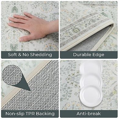 BOGASYL 3 Pieces Non-Slip Kitchen Rug Set Anti-Fatigue Standing Mat Runner Rugs for Hallway