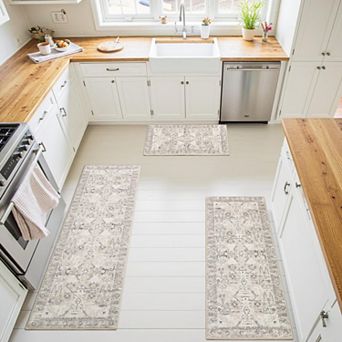 BOGASYL 3 pc Non-Slip Kitchen Rug Set Anti-Fatigue Standing Mat Runner Rugs for Hallway