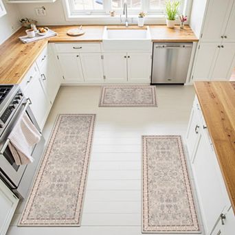 BOGASYL 3 pc Non-Slip Kitchen Rug Set Anti-Fatigue Standing Mat Runner Rugs for Hallway