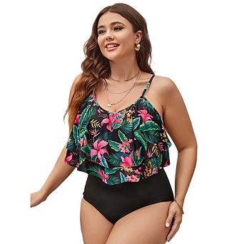 Women's Plus Size Swimsuits Bathing Suit Modest Ruffle Swimwear