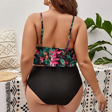 Women's Plus Size Swimsuits Bathing Suit Modest Ruffle Swimwear