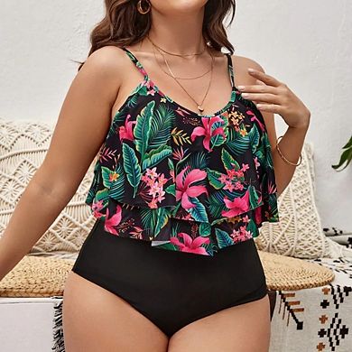 Women's Plus Size Swimsuits Bathing Suit Modest Ruffle Swimwear
