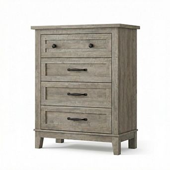 Spacious 4-Drawer Dresser for Bedroom, 34.8" Tall Freestanding Wooden Chest, Adjustable Feet