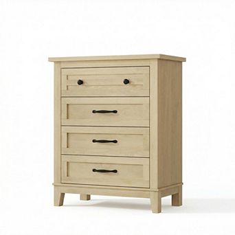 Spacious 4-Drawer Dresser for Bedroom, 34.8" Tall Freestanding Wooden Chest, Adjustable Feet