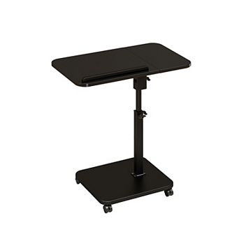 C-Shaped Table End Table with Wheels - Height Adjustable Mobile Standing Desk for Home Office