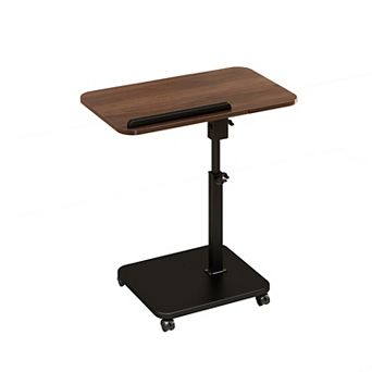 C-Shaped Table End Table with Wheels - Height Adjustable Mobile Standing Desk for Home Office