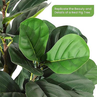 Faux Fiddle Leaf Fig Tree with Planter, 7FT Ultra-Realistic Artificial Plants with 107 Leaves Fake