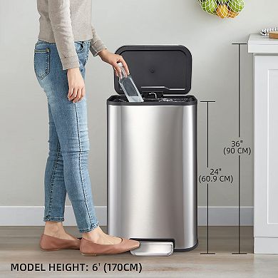 Kitchen Trash Can - 8 Gallon/30L - Step-On Pedal, Soft-Close Lid, Removable Inner Bucket