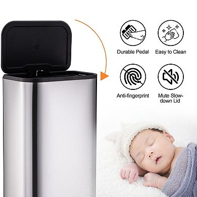 Kitchen Trash Can - 13.2 Gallon/50L - Step Pedal, Smudge Resistant, Removable Inner Bucket