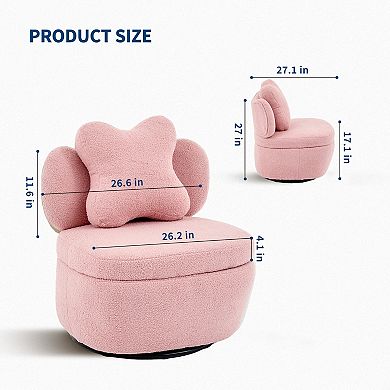 360°Swivel Accent Chair with Storage Compartment,Velvet Upholstered Armchair with Ergonomic Cushion
