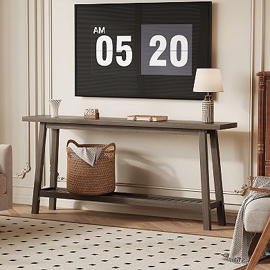70.9" Extra Long Narrow Console Table - 2-Tier Sofa Table Behind Couch for Hallway Entryway