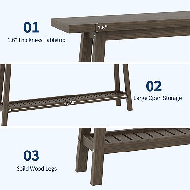70.9" Extra Long Narrow Console Table - 2-Tier Sofa Table Behind Couch for Hallway Entryway