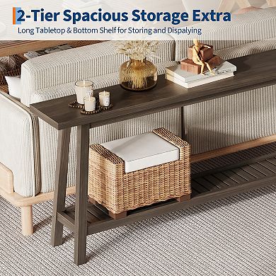 70.9" Extra Long Narrow Console Table - 2-Tier Sofa Table Behind Couch for Hallway Entryway