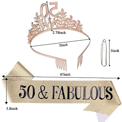 50th Birthday Crown Sash Kit Women Party Supplies