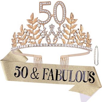 50th Birthday Crown Sash Kit Women Party Supplies