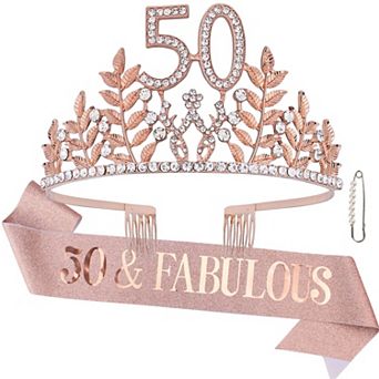 50th Birthday Crown Sash Kit Women Party Supplies