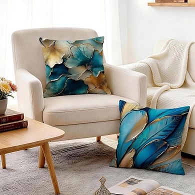 Turquoise Leaf Throw Pillow Covers Set of 4 18x18 Inch Spring Sofa Decor
