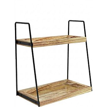 2 tier Bathroom Counter Organizer, Wooden Vanity Storage Rack