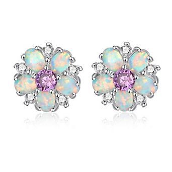 Opal Flower Stud Earrings