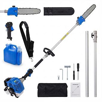 Gas Powered Pole Chain Saw, 12 Inch Guide Bar, 9.5FT Max Extendable Reach, Anti-Vibration Grip