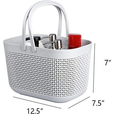 Plastic Storage Organizer Basket with Handles Shower Caddy for Bathroom & Kitchen (Grey)