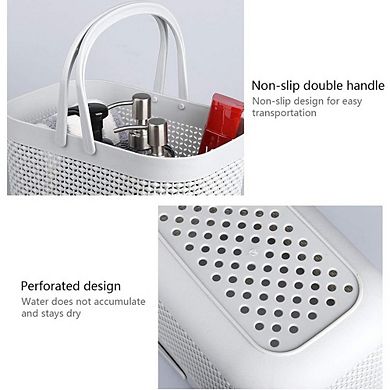 Plastic Storage Organizer Basket with Handles Shower Caddy for Bathroom & Kitchen (Grey)