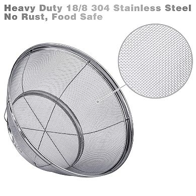 Set of 3 Stainless Steel Strainers (5QT, 4QT, 3QT) for Pasta, Rice, Fruit & More