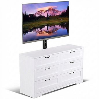 TV Stand with Adjustable Mount for TV, Entertainment Center with 6 Drawers,Wood Media Console Tables