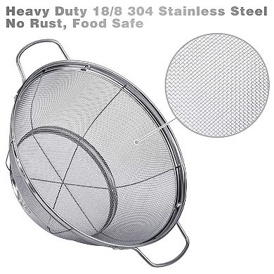 5-Pack Stainless Steel Colander Set with Mesh Strainers, Handles & Base for Straining & Steaming