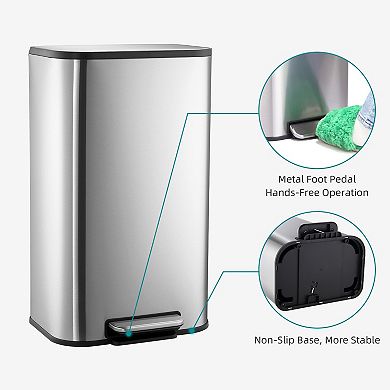 Kitchen Trash Can - 5.3 Gallon/20L - Step-On Pedal, Soft-Close Lid, Removable Inner Bucket