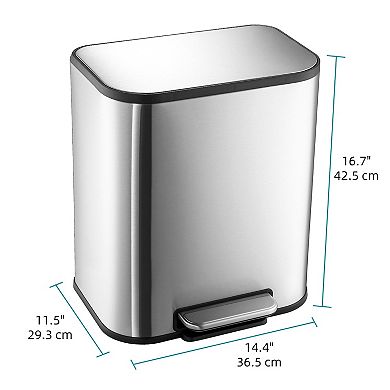 Kitchen Trash Can - 5.3 Gallon/20L - Step-On Pedal, Soft-Close Lid, Removable Inner Bucket