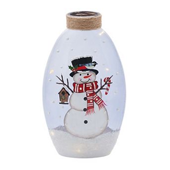 Studio 66 Snowy Daze Lighted Snowman Oval Vase Table Decor