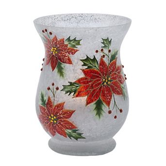 Studio 66 Lighted Poinsettia Hurricane Table Decor
