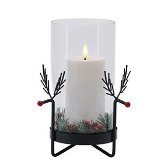 Studio 66 Donner Reindeer Hurricane Candle Holder & LED Candle Set