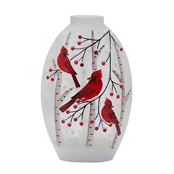 Studio 66 Lighted Cardinals & Berries Decorative Vase Table Decor