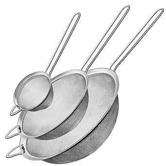 Set of 3 Stainless Steel Fine Mesh Strainers, Multipurpose Kitchen Sieve (2.7", 4.6", 7")