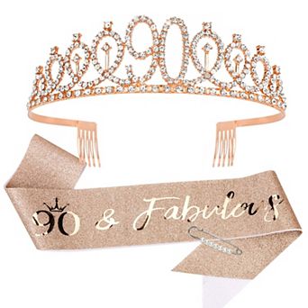 90th Birthday Sash Tiara Women Party Decorations