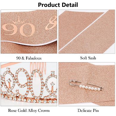 90th Birthday Sash Tiara Women Party Decorations